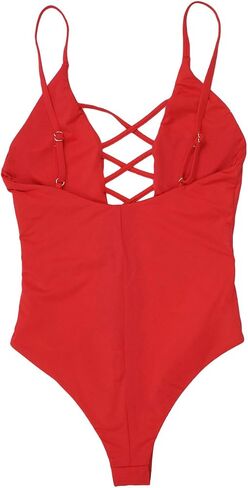 ToBeInStyle Women's Seamless Self-Lined Criss Cross Front Moderate Coverage One Piece in Saudi Arabia