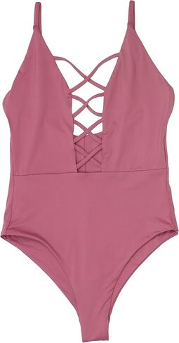 ToBeInStyle Women's Seamless Self-Lined Criss Cross Front Moderate Coverage One Piece in Saudi Arabia