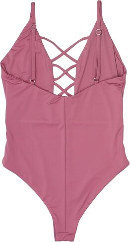 ToBeInStyle Women's Seamless Self-Lined Criss Cross Front Moderate Coverage One Piece in Saudi Arabia
