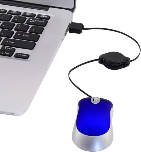 Mini USB Wired Mouse,Retractable Cable Tiny Small Mouse for 3-8 Years Kids Children,1600 DPI Optical Compact Travel Mice with 2.3-Foot USB Cord for Kid Laptop Computer (Blue) in Saudi Arabia