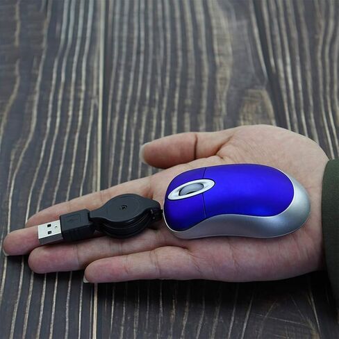 Mini USB Wired Mouse,Retractable Cable Tiny Small Mouse for 3-8 Years Kids Children,1600 DPI Optical Compact Travel Mice with 2.3-Foot USB Cord for Kid Laptop Computer (Blue) in Saudi Arabia