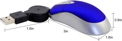 Mini USB Wired Mouse,Retractable Cable Tiny Small Mouse for 3-8 Years Kids Children,1600 DPI Optical Compact Travel Mice with 2.3-Foot USB Cord for Kid Laptop Computer (Blue) in Saudi Arabia