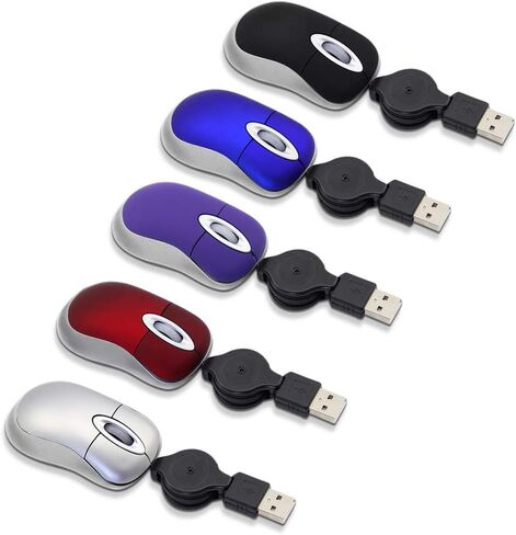 Mini USB Wired Mouse,Retractable Cable Tiny Small Mouse for 3-8 Years Kids Children,1600 DPI Optical Compact Travel Mice with 2.3-Foot USB Cord for Kid Laptop Computer (Blue) in Saudi Arabia