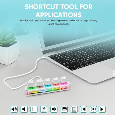 لوحة مفاتيح ميكانيكية صغيرة للألعاب ذات 5 مفاتيح - لوحة مفاتيح USB صغيرة الحجم مع وحدات ماكرو قابلة للبرمجة، ومفاتيح Cherry MX، وإضاءة خلفية RGB LED لألعاب الكمبيوتر الشخصي ومشغلات OSU - تخصيص البرامج in Saudi Arabia