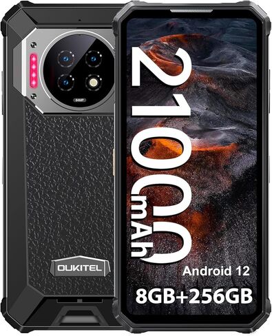 هاتف ذكي متين OUKITEL WP19 غير مقفل، بطارية 21000 مللي أمبير في الساعة، 8 جيجابايت 256 جيجابايت، أندرويد 12، كاميرا 64 ميجابكسل، رؤية ليلية 20 ميجابكسل، 6.78 بوصة FHD + هاتف متين، هاتف محمول مقاوم للماء غير مقفل 4G ثنائي الشريحة OTG NFC in Kuwait
