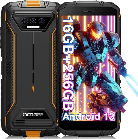DOOGEE S41 MAX هاتف ذكي متين 2024، 16 جيجابايت + 256 جيجابايت/SD 1 تيرابايت أندرويد 13 هاتف متين غير مغلق، هاتف خلوي متين 6300 مللي أمبير، 5.5 بوصة HD+، 4G ثنائي الشريحة، IP69K هاتف محمول مقاوم للماء، NFC/WiFi/OTG - برتقالي in Saudi Arabia