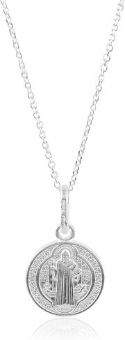 925 Sterling Silver Saint Benedict, Saint Christopher, Saint Lazarus, Saint Jude, Saint Michael and Jesus Head Religious Charm Medallion Pendant with 18 Inch Link Necklace in Kuwait