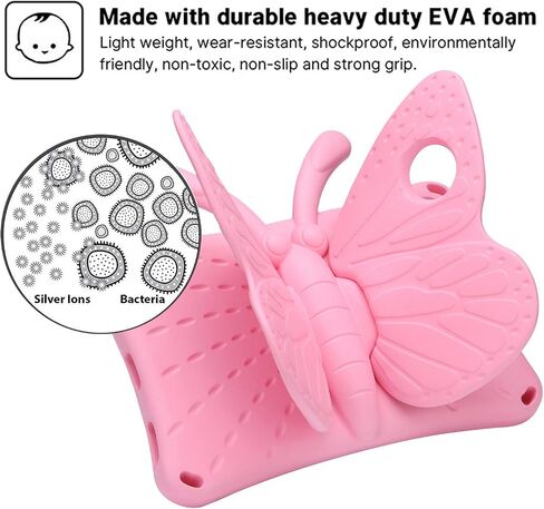JGY Fire HD 10 Kids Tablet 10.1 11th Gen Pretty Butterfly Case for Kids Girl EVA Foam Full Cover Sturdy Fire HD 10 Case with Stand Pencil Holder Shockproof Rugged Case for Fire HD 10 Tablet (Pink) in Saudi Arabia