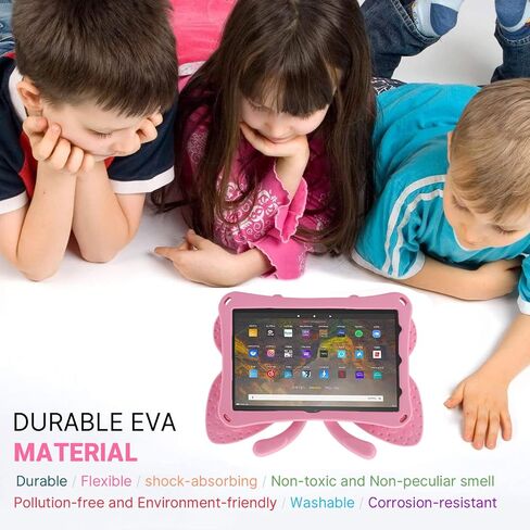JGY Fire HD 10 Kids Tablet 10.1 11th Gen Pretty Butterfly Case for Kids Girl EVA Foam Full Cover Sturdy Fire HD 10 Case with Stand Pencil Holder Shockproof Rugged Case for Fire HD 10 Tablet (Pink) in Saudi Arabia