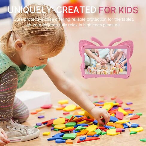 JGY Fire HD 10 Kids Tablet 10.1 11th Gen Pretty Butterfly Case for Kids Girl EVA Foam Full Cover Sturdy Fire HD 10 Case with Stand Pencil Holder Shockproof Rugged Case for Fire HD 10 Tablet (Pink) in Saudi Arabia