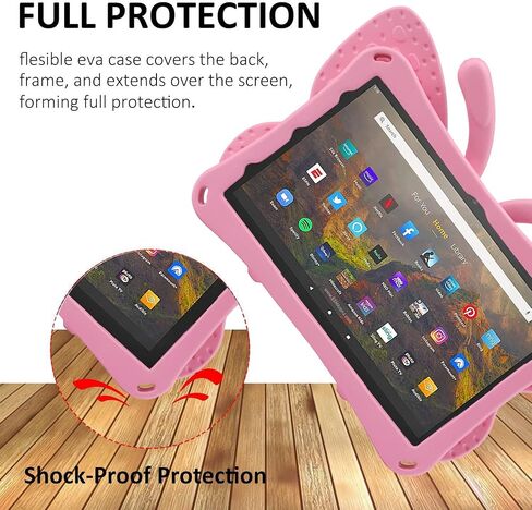 JGY Fire HD 10 Kids Tablet 10.1 11th Gen Pretty Butterfly Case for Kids Girl EVA Foam Full Cover Sturdy Fire HD 10 Case with Stand Pencil Holder Shockproof Rugged Case for Fire HD 10 Tablet (Pink) in Saudi Arabia