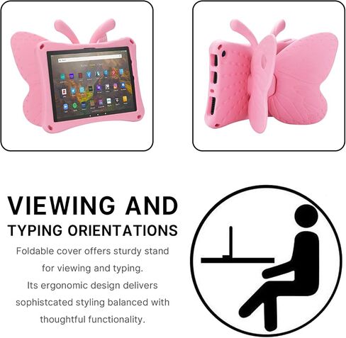 JGY Fire HD 10 Kids Tablet 10.1 11th Gen Pretty Butterfly Case for Kids Girl EVA Foam Full Cover Sturdy Fire HD 10 Case with Stand Pencil Holder Shockproof Rugged Case for Fire HD 10 Tablet (Pink) in Saudi Arabia
