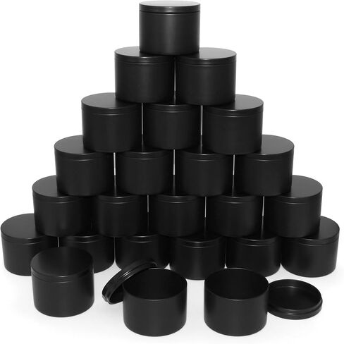 24 Pieces 4OZ Black Candle jars,Bulk Candle Making Tins Candle Containers,Used for Candle Making Jars Dry Storage Tins For Tea Candy Spice Gifts in Saudi Arabia