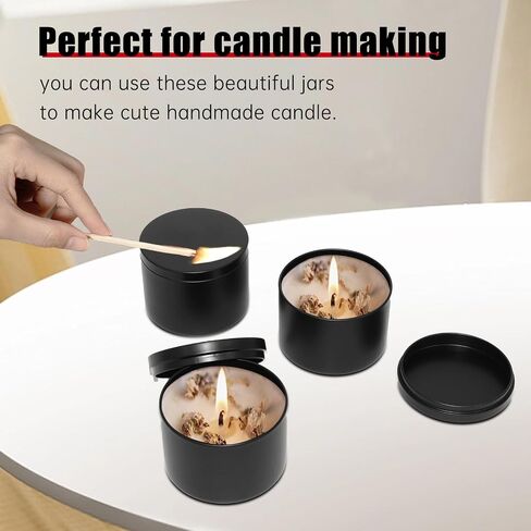 24 Pieces 4OZ Black Candle jars,Bulk Candle Making Tins Candle Containers,Used for Candle Making Jars Dry Storage Tins For Tea Candy Spice Gifts in Saudi Arabia