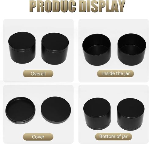 24 Pieces 4OZ Black Candle jars,Bulk Candle Making Tins Candle Containers,Used for Candle Making Jars Dry Storage Tins For Tea Candy Spice Gifts in Saudi Arabia