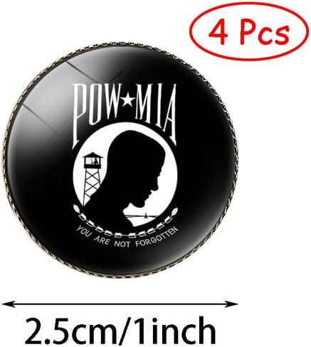 4 Pcs American US POW MIA Flag Pin Round 1 Inch, Patriotic Pin Accessories for Men/Women,Lapel Pins party Gifts, Hat Suit Pride Decorations,United States Military Flag Army Brooch AccessoriesAccessories Party Favors, Suitable for children and adults in Saudi Arabia