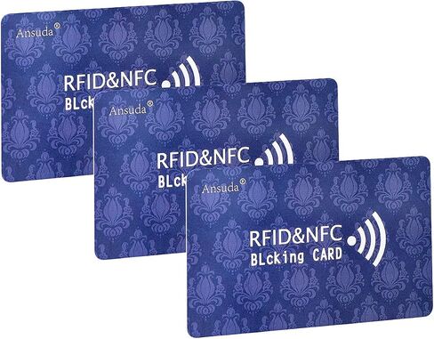 بطاقة حجب RFID، 3 قطع حماية كاملة للمحفظة ودرع المحفظة، حاجز حماية لبطاقات الائتمان من بنك NFC بدون تلامس (أزرق داكن) in Saudi Arabia