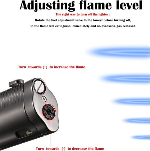 Cigar Torch Lighter, Triple Jet Flame Adjustable Windproof Butane Refillable Lighter with Fuel Visible Window Cigar Cutter Hole Punch, Pocket Lighters Gift Accessory- Butane Not Included(BFC061) in Saudi Arabia