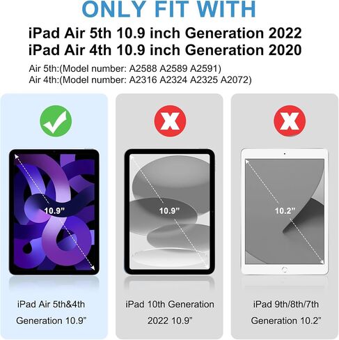 iPad Air 5th Generation Case 2022 / iPad Air 4 th Generation Case 2020 10.9-inch, Auto Wake&Sleep Slim Trifold Stand TPU Back iPad Air Case, Lightweight iPad Air 5th Gen Case, Black in Saudi Arabia