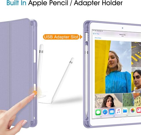 حافظة Fintie SlimShell لجهاز iPad Air الجيل الثالث 10.5 بوصة 2019 / iPad Pro 10.5 بوصة 2017 مع حامل أقلام مدمج - حامل ذكي خفيف الوزن وغطاء خلفي ناعم من مادة TPU، تنبيه/غفو تلقائي (كتاب تكوين أرجواني) in Kuwait