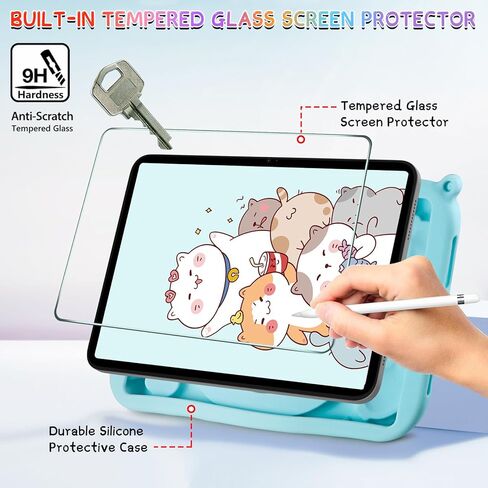 حافظة لجهاز iPad Mini 6 للأطفال البنات مقاس 8.3 بوصة 2021 مع واقي شاشة وحزام كتف ومسند كارتوني لطيف من السيليكون المقاوم للأطفال لجهاز iPad Mini الجيل السادس in Kuwait