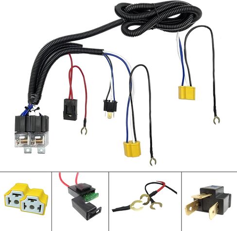 HiSport H4 LED Headlight Wiring Harness H6054 Relay Harness Compatible with Toyota 95-97 Tacoma 88-95 Pickup Fix Dual Ground Problem （Yellow Plug） in Saudi Arabia