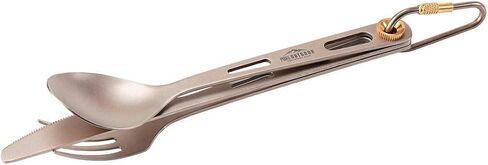 Monoprice Titanium 3-Piece Cutlery Set, Lightweight, Durable, Carabiner Included, Great for Camping, Hiking, and Traveling - Pure Outdoor Collection in Saudi Arabia