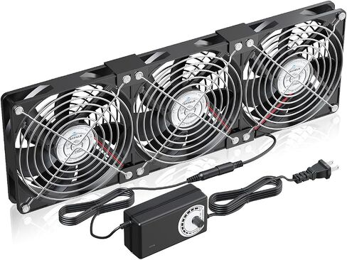 3x120mm Fans Version, High-Airflow DC 12V Cooling Fan with AC 110V 120V Speed Controller, 360x120x25mm Cooling Fans,Ideal for DIY Cabinet, Chassis, Server, Workstation Cooling, and Plant Ventilation in Saudi Arabia