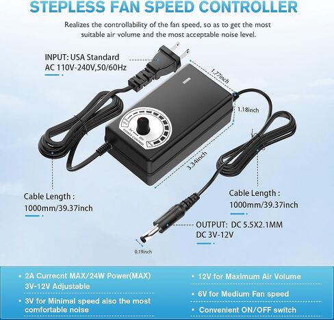 3x120mm Fans Version, High-Airflow DC 12V Cooling Fan with AC 110V 120V Speed Controller, 360x120x25mm Cooling Fans,Ideal for DIY Cabinet, Chassis, Server, Workstation Cooling, and Plant Ventilation in Saudi Arabia