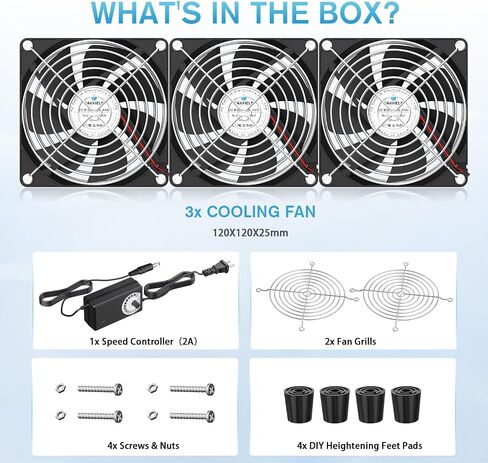 3x120mm Fans Version, High-Airflow DC 12V Cooling Fan with AC 110V 120V Speed Controller, 360x120x25mm Cooling Fans,Ideal for DIY Cabinet, Chassis, Server, Workstation Cooling, and Plant Ventilation in Saudi Arabia