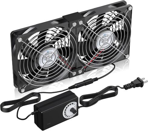 إصدار مراوح 2 × 120 مم، مروحة تعمل بتيار مستمر 12 فولت مع وحدة تحكم في السرعة تيار متردد 110 فولت 120 فولت 220 فولت 240 فولت، سرعة عالية 240 × 120 × 25 مم وتدفق هواء، للتبريد بنفسك، هيكل الخزانة، محطة عمل الخادم، تهوية الغطاء النباتي in Kuwait