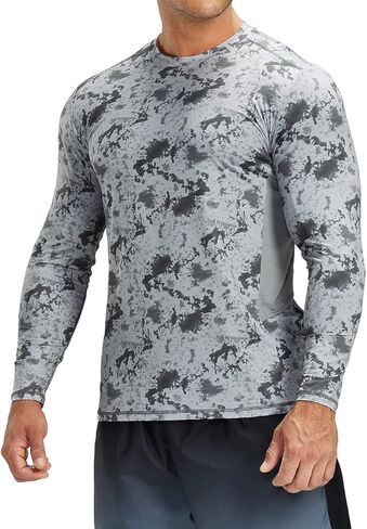 تي شيرت رجالي ADOREISM بعامل حماية من أشعة الشمس 50+ للحماية من الطفح الجلدي سريع الجفاف وأكمام طويلة قميص خارجي in Kuwait