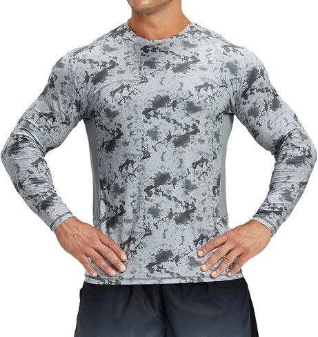 تي شيرت رجالي ADOREISM بعامل حماية من أشعة الشمس 50+ للحماية من الطفح الجلدي سريع الجفاف وأكمام طويلة قميص خارجي in Kuwait