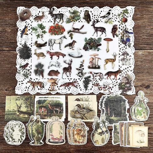 200pcs Vintage Scrapbook Paper Sticker Journaling Scrapbooking Supplies Kit Aesthetic Decorative Craft Paper for Art Junk Journals Planners(Wild Nature) in Kuwait