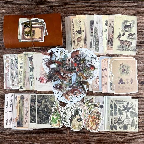 200pcs Vintage Scrapbook Paper Sticker Journaling Scrapbooking Supplies Kit Aesthetic Decorative Craft Paper for Art Junk Journals Planners(Wild Nature) in Kuwait