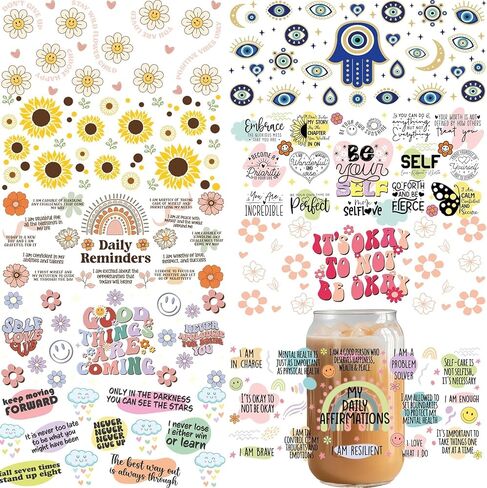 Uv Dtf Cup Wraps for 16 oz Breast Cancer Awareness 9 Sheets Decals Bulk Uvdtf transfer stickers, DTF Wraps Glass Stickers for Cups, Ready to Press Apply Uv Cup Wraps in Saudi Arabia