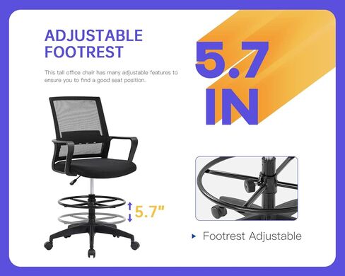 كرسي صياغة مريح من OffiClever يدعم الكمبيوتر بارتفاع شبكي قابل للتعديل وظهر عالٍ مع عجلة تنفيذية للنساء والرجال، أسود in Kuwait