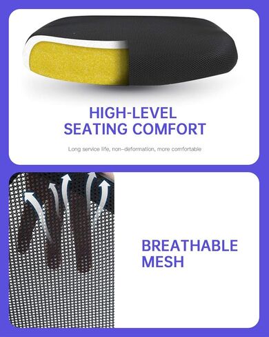 كرسي صياغة مريح من OffiClever يدعم الكمبيوتر بارتفاع شبكي قابل للتعديل وظهر عالٍ مع عجلة تنفيذية للنساء والرجال، أسود in Kuwait