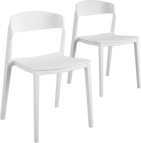 COSCO Outdoor/Indoor Stacking Resin Chair with Ribbon Back, 2-Pack, White in Saudi Arabia