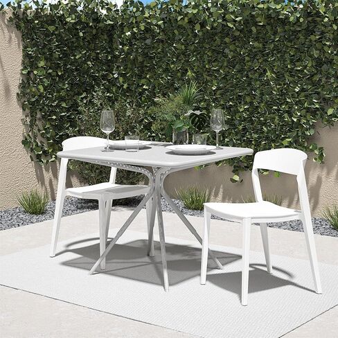 COSCO Outdoor/Indoor Stacking Resin Chair with Ribbon Back, 2-Pack, White in Saudi Arabia