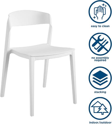 COSCO Outdoor/Indoor Stacking Resin Chair with Ribbon Back, 2-Pack, White in Saudi Arabia