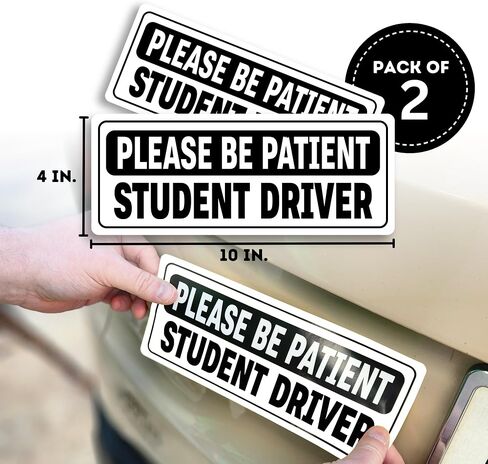 Removable Vinyl Student Driver Decals - Paint-Safe New Driver Stickers for Cars & Windows (10x4 inches - White) (3 Pack) in Saudi Arabia