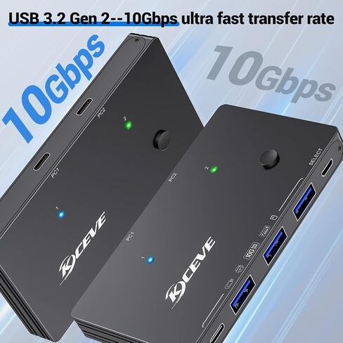 10Gbps USB Switch 2 Computers Share 4 USB 3.2 Gen 2 Ports, MLEEDA USB Switcher Selector for PC Laptop Keyboard Mouse Webcam Portable SSD, USB 3.2 Switch with 2 USB C Data Cables and Wired Remote in Saudi Arabia
