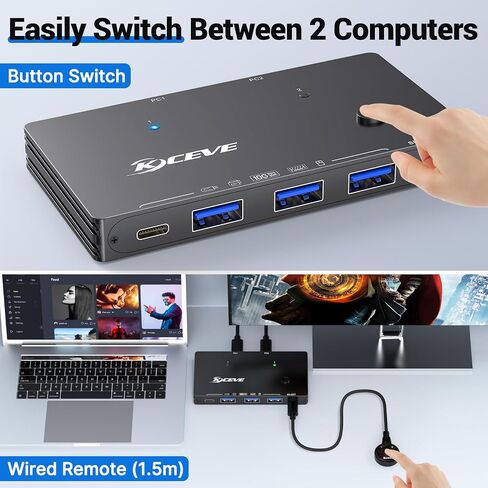 10Gbps USB Switch 2 Computers Share 4 USB 3.2 Gen 2 Ports, MLEEDA USB Switcher Selector for PC Laptop Keyboard Mouse Webcam Portable SSD, USB 3.2 Switch with 2 USB C Data Cables and Wired Remote in Saudi Arabia