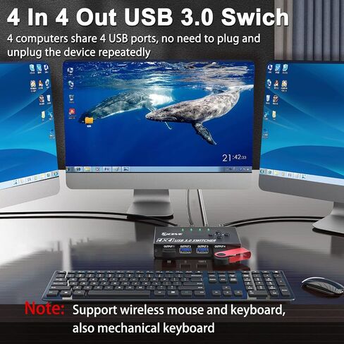 10Gbps USB Switch 2 Computers Share 4 USB 3.2 Gen 2 Ports, MLEEDA USB Switcher Selector for PC Laptop Keyboard Mouse Webcam Portable SSD, USB 3.2 Switch with 2 USB C Data Cables and Wired Remote in Saudi Arabia
