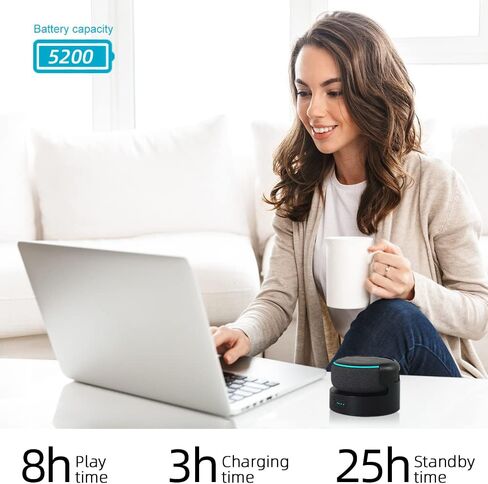 قاعدة بطارية لشاحن D0t الجيل الثالث للبطارية المحمولة لـ D0T 3rd وGoogle Mini 2 بطارية احتياطية 8 ساعات من وقت التشغيل، لا تشمل Dt 3 (أسود 5200) in Kuwait