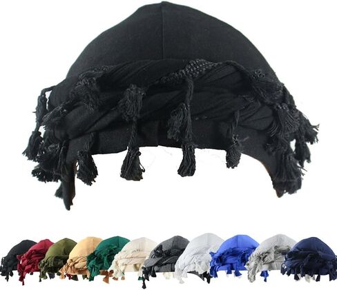عمامة YuMENo للرجال والنساء، أغطية رأس كلاسيكية ملفوفة من Durag، مبطنة بالساتان، عمامة هالة مع ضفائر مموجة بشرابة in Kuwait