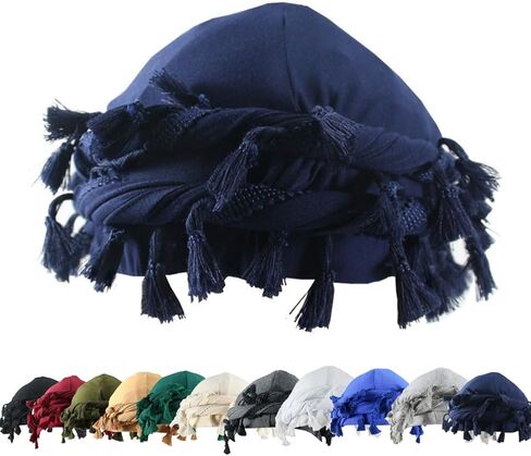 عمامة YuMENo للرجال والنساء، أغطية رأس كلاسيكية ملفوفة من Durag، مبطنة بالساتان، عمامة هالة مع ضفائر مموجة بشرابة in Kuwait