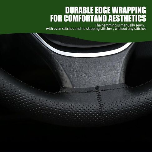 Pack-1 Car Steering Wheel Decorative Protector, Breathable Waterproof Leather Vehicle Steering Wheel Accessories, Universal 14.9In Anti-Slip DIY Automotive Steering Wheel Cover (Black) in Saudi Arabia