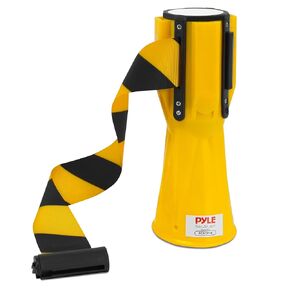 Retractable Traffic Cone Warning Belt - Hazardous Caution Tape Style, Warning/Emergency Belt, Magnetic & Weather Resistant Design, Retractable Belt Length: Extends Up to 10’ ft. - Pyle PCNTP16.5